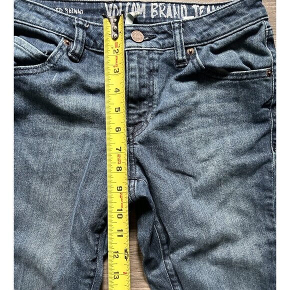 Volcom Women’s Denim Jeans Skinny Super Stoned Blue Dark Mid Rise Size 8 / 28x30 - Picture 3 of 10
